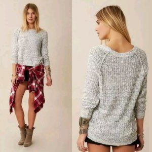 FREE PEOPLE STAR DUNE MARLED YARN PULLOVER SWEATER TRENDY HIGH-LOW EXPOSED SEAMS